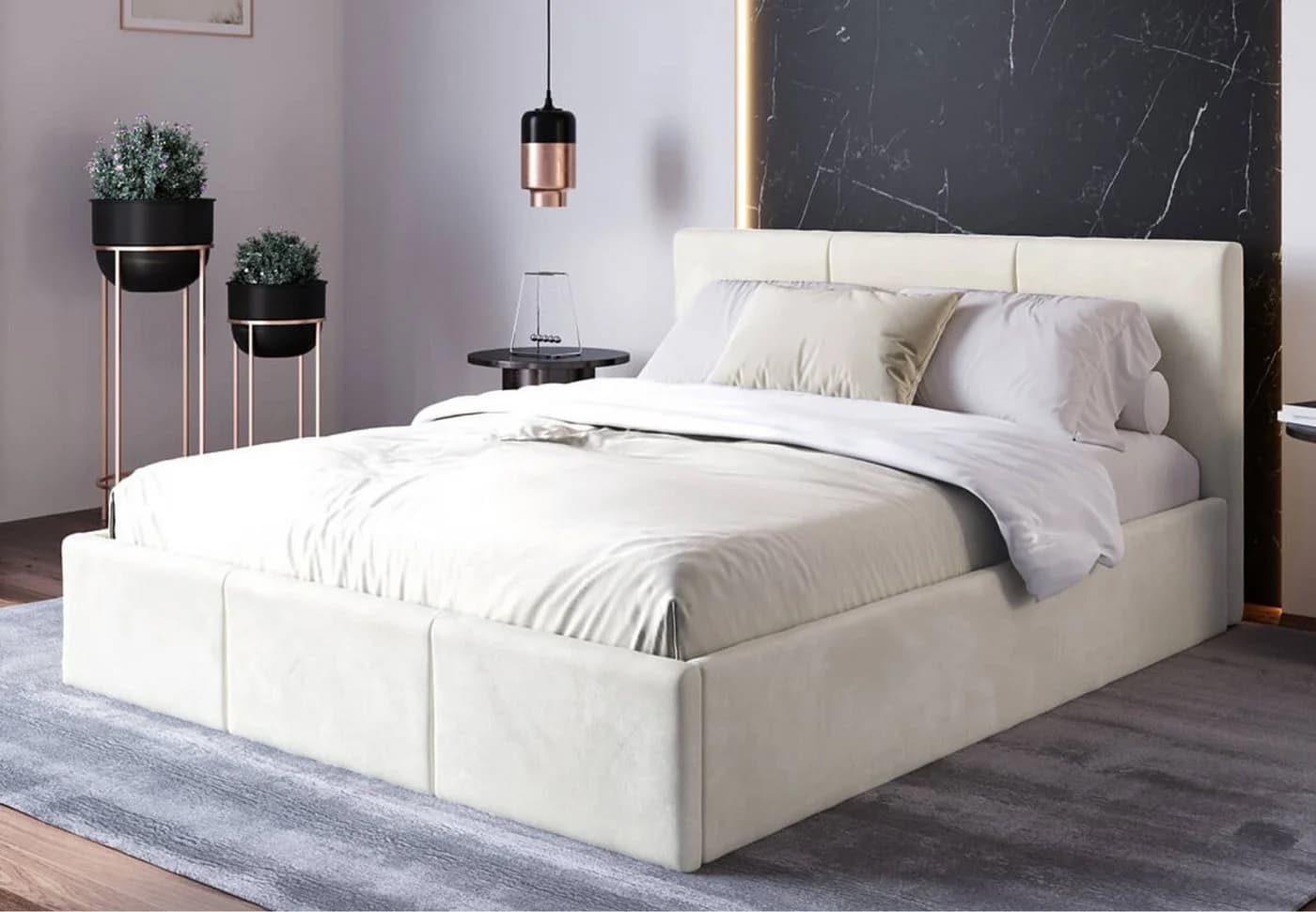 Elegantes Polsterbett aus Metall und Samt - Bild 2