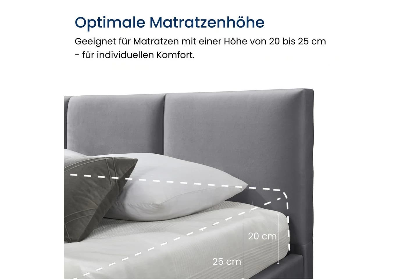 Home Collective Polsterbett Grau Samt mit Bettkasten & Lattenrost - Bild 5