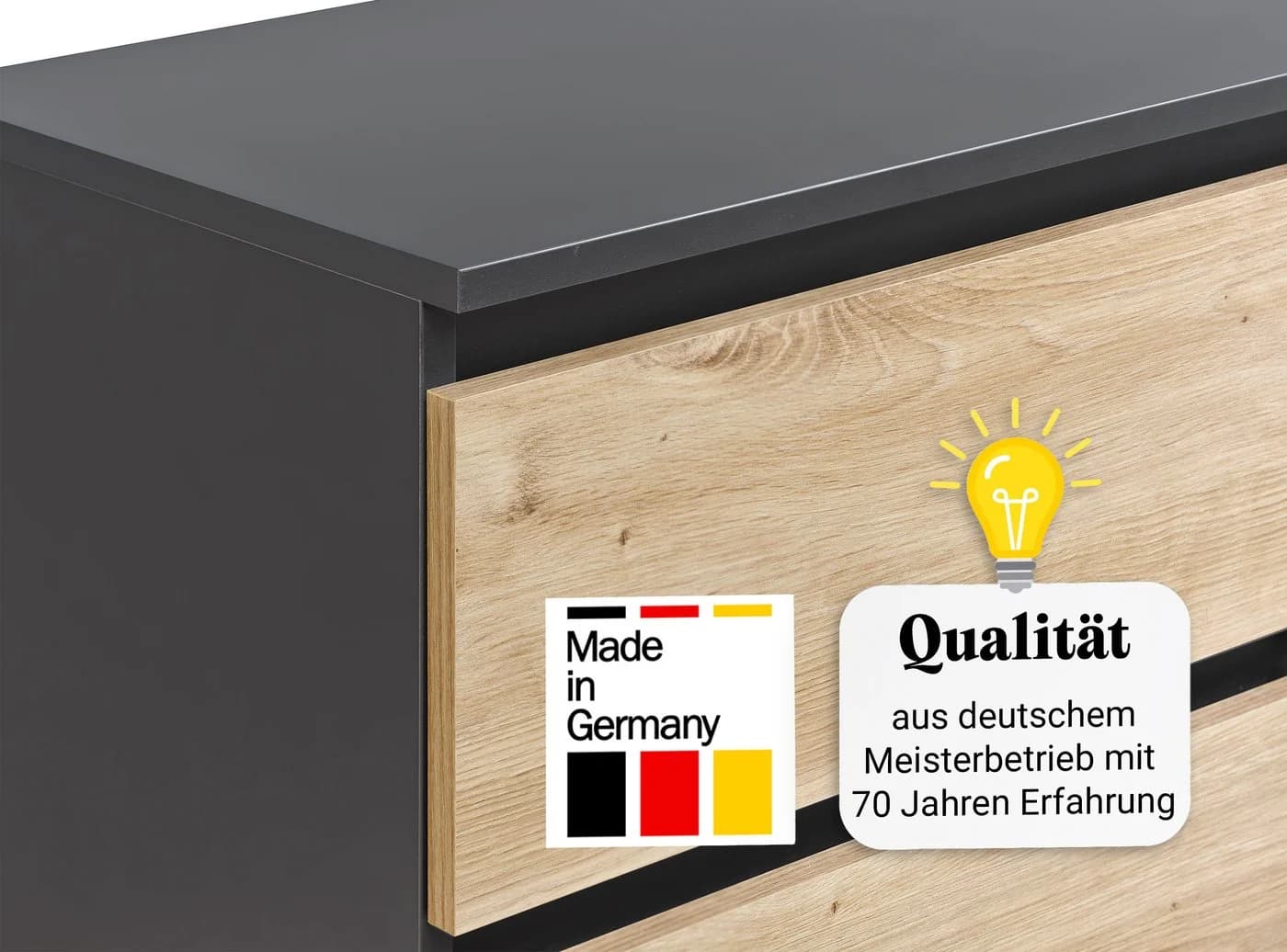 Home Collective Kommode 6 Schubladen Anthrazit Artisan-Eiche - Bild 4