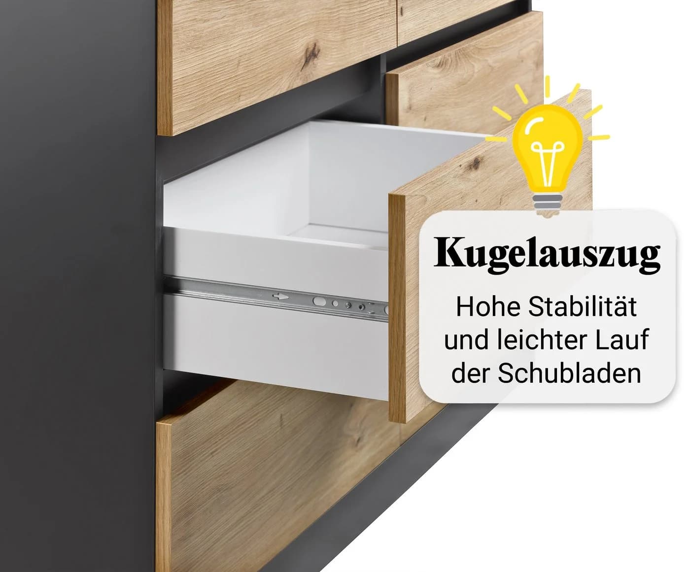 Home Collective Kommode 6 Schubladen Anthrazit Artisan-Eiche - Bild 5