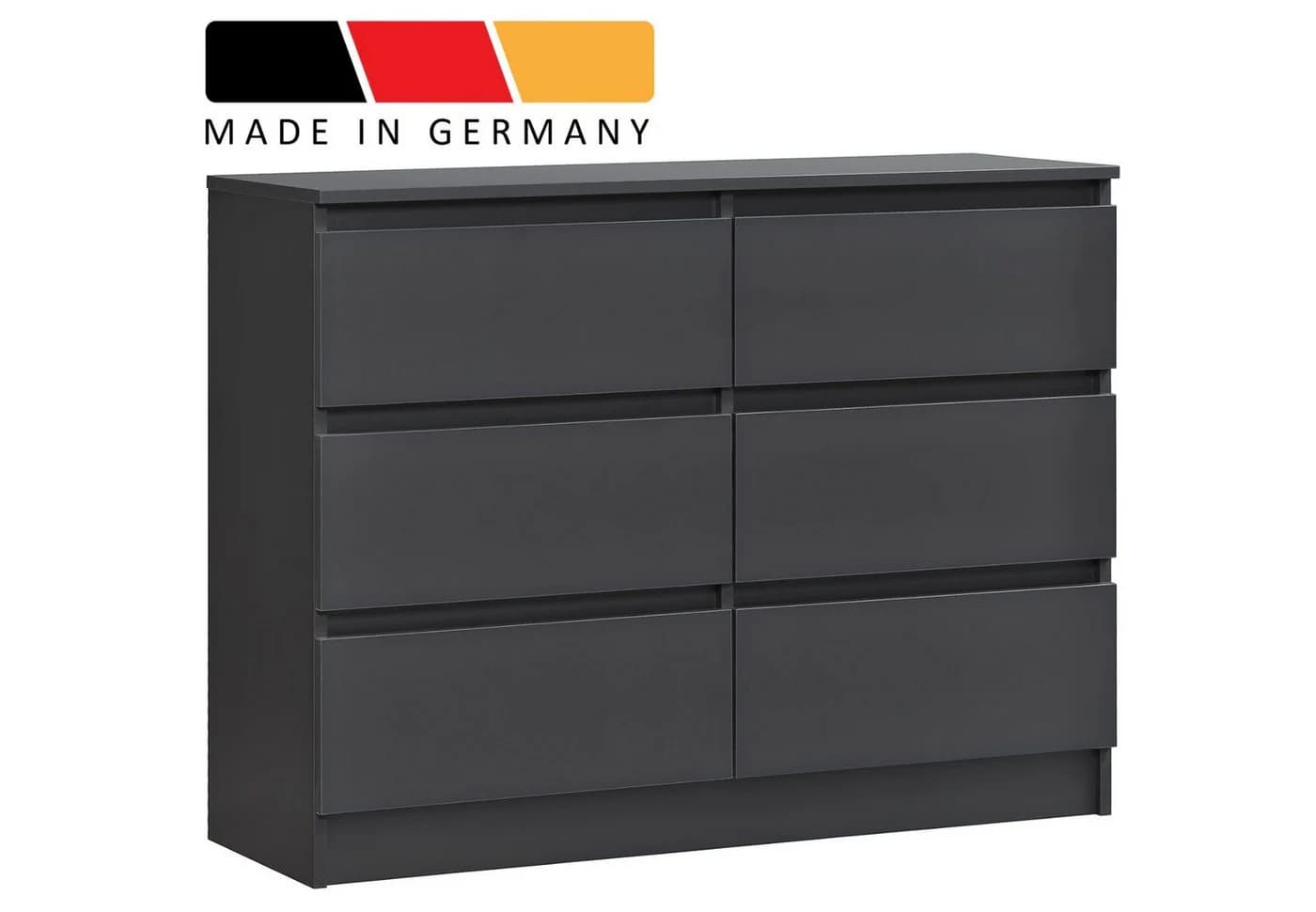 Home Collective Kommode 6 Schubladen 140 cm Anthrazit