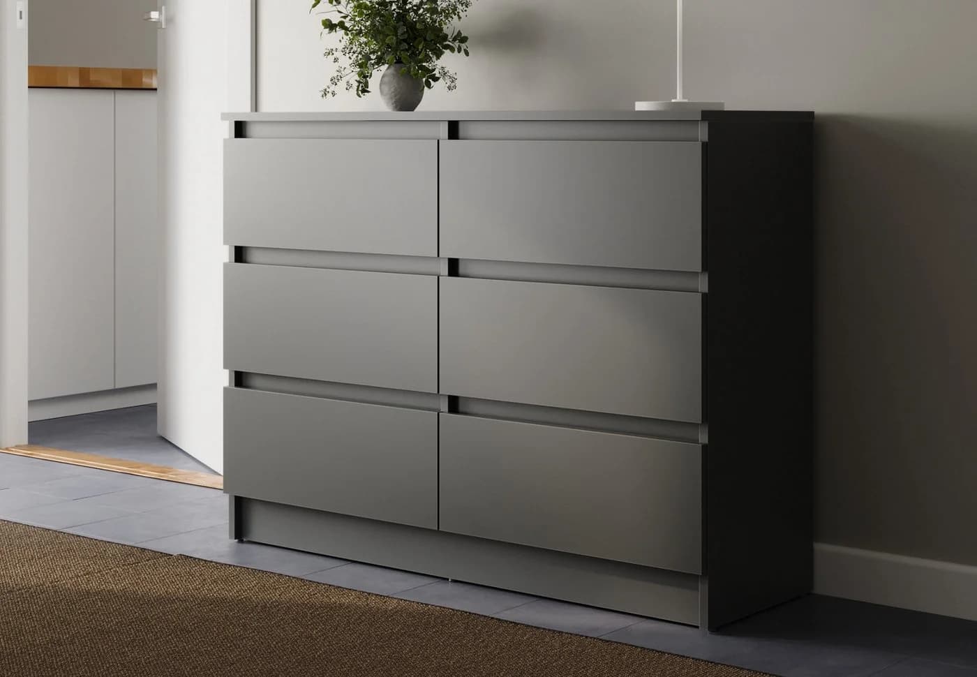 Home Collective Kommode 6 Schubladen 140 cm Anthrazit - Bild 2
