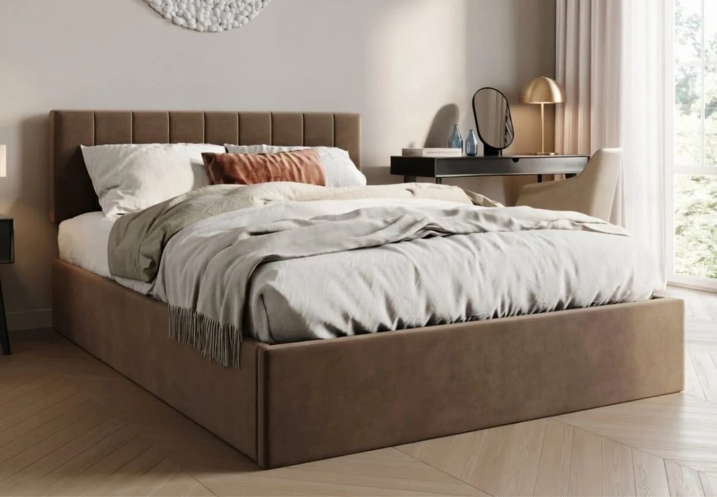 Home Collective Polsterbett mit Stauraum und Lattenrost Beige - Bild 2