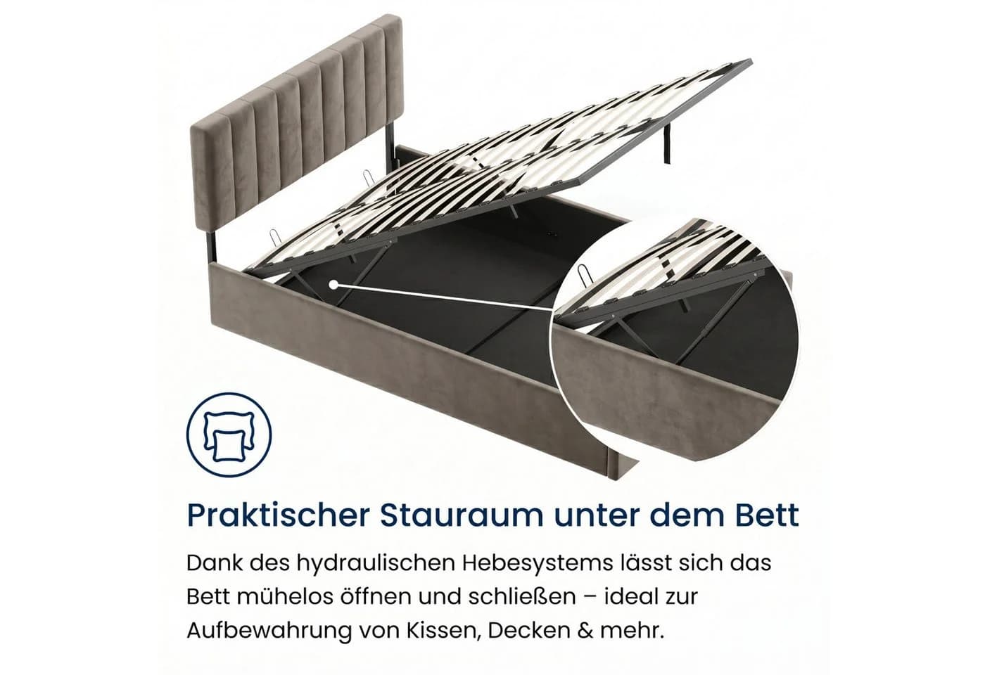Home Collective Polsterbett mit Stauraum und Lattenrost Beige - Bild 4