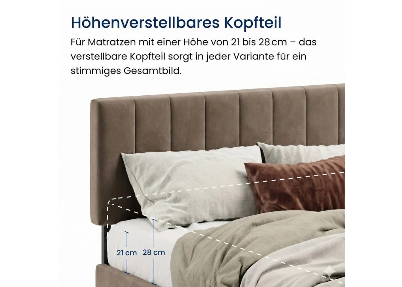 Home Collective Polsterbett mit Stauraum und Lattenrost Beige - Bild 5