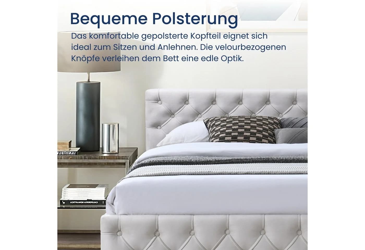 Home Collective Polsterbett Doppelbett mit Lattenrost und Stauraum Beige - Bild 4