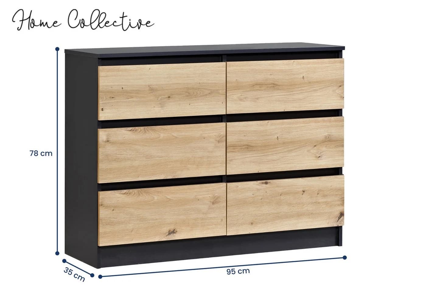 Home Collective Kommode mit 6 Schubladen Anthrazit Artisan Eiche - Bild 3