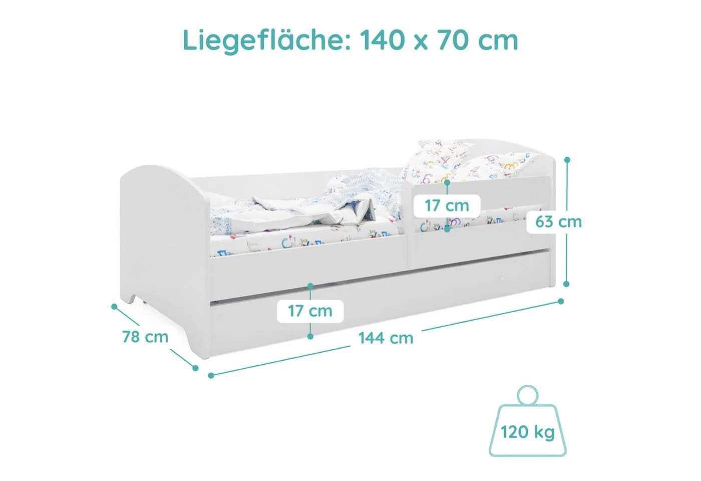 Kids Collective Kinderbett 70x140 cm Komplettset mit Matratze & Schublade - Bild 4