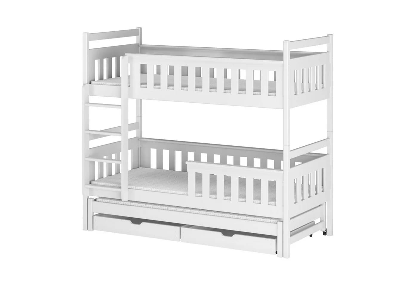 Kids Collective Hochbett mit Ausziehbett und Schubladen weiß