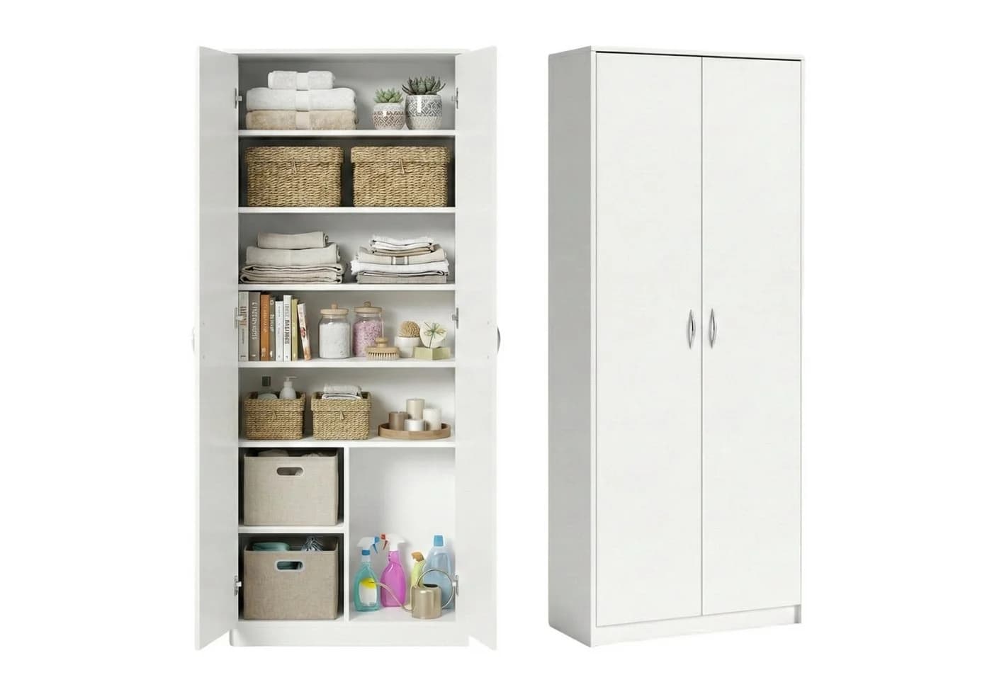 Home Collective Mehrzweckschrank Weiß 74x180cm mit 8 Fächern - Bild 2