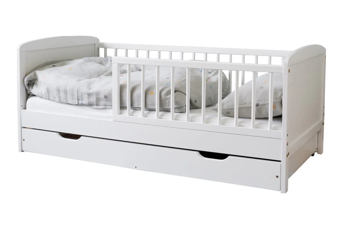 Kids Collective Kinderbett 70x140 cm mit Schublade, Lattenrost und Rausfallschutz in Weiß