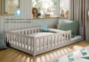 Kids Collective Kinderbett Bodenbett mit Rausfallschutz Grau Kiefer Bild 4