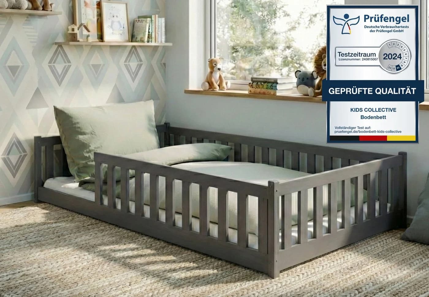 Kids Collective Kinderbett Bodenbett mit Rausfallschutz Graphit - Bild 2
