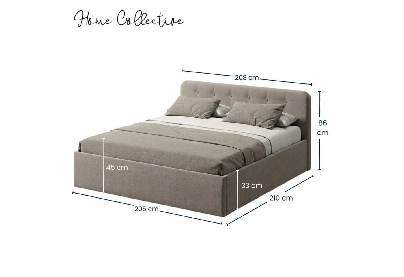 Home Collective Polsterbett mit Stauraum und verstellbarem Lattenrost