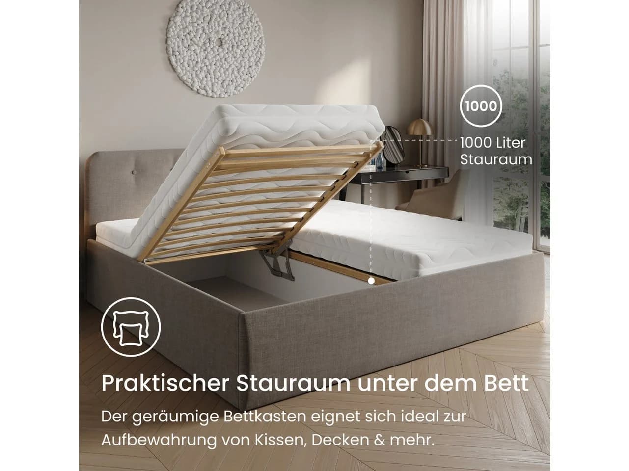 Home Collective Polsterbett mit Stauraum und verstellbarem Lattenrost - Bild 3