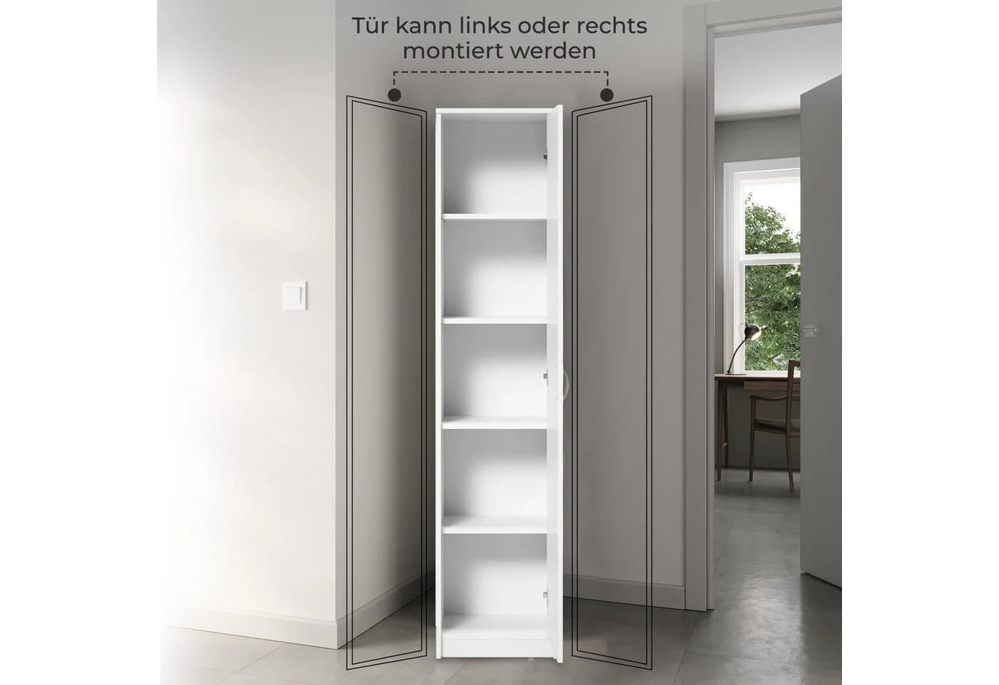 Home Collective Aktenschrank Weiß 50x180 cm mit verstellbaren Böden - Bild 3