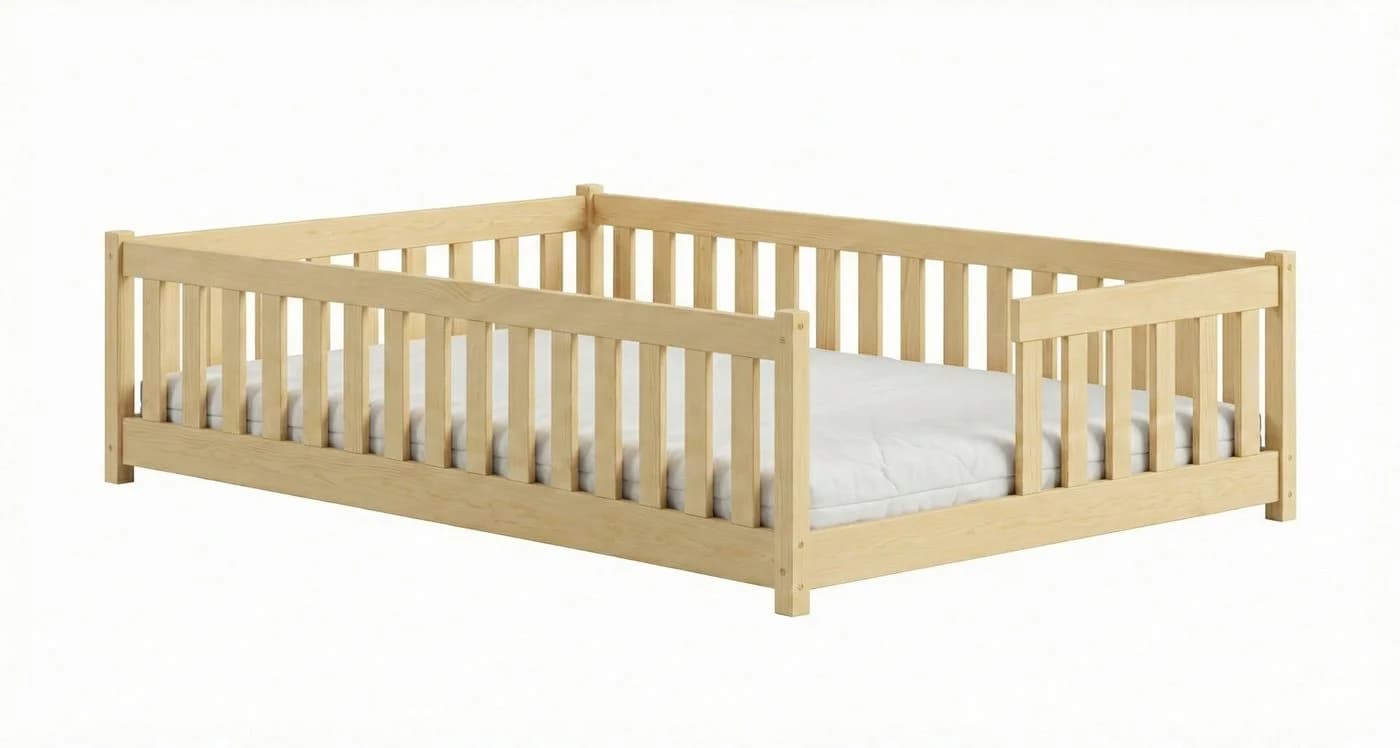 Kids Collective Kinderbett Bodenbett Kiefernholz Natur mit Rausfallschutz