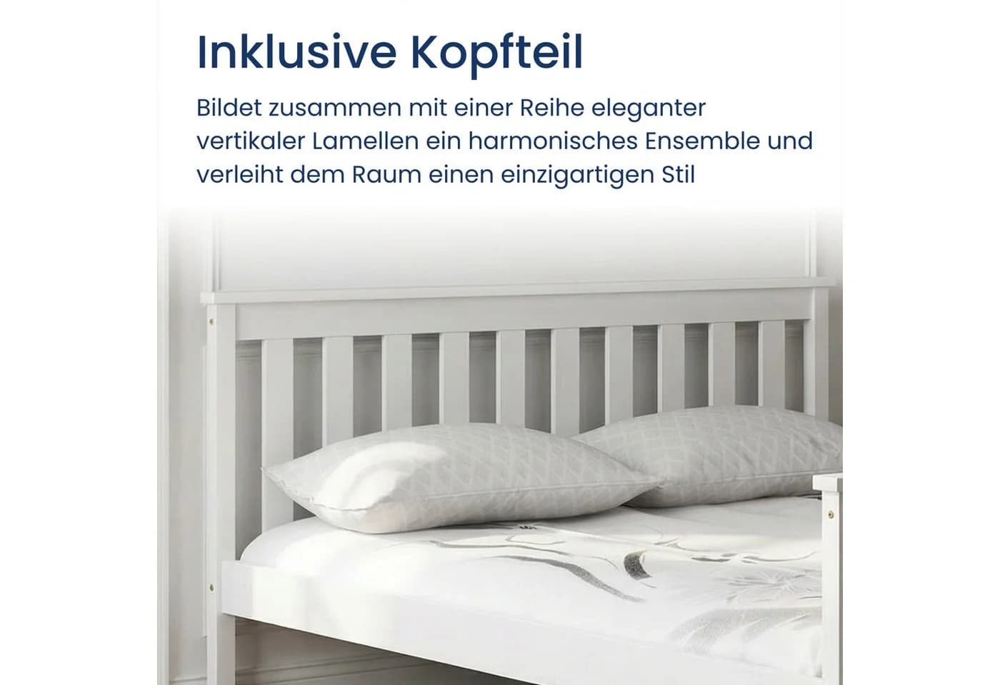 Home Collective Massivholzbett Kiefer Weiß mit Lattenrost - Bild 4