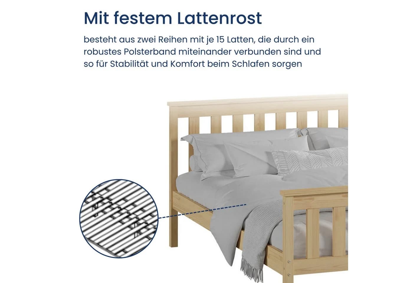 Home Collective Massivholzbett Kiefer mit Lattenrost & Kopfteil - Bild 5