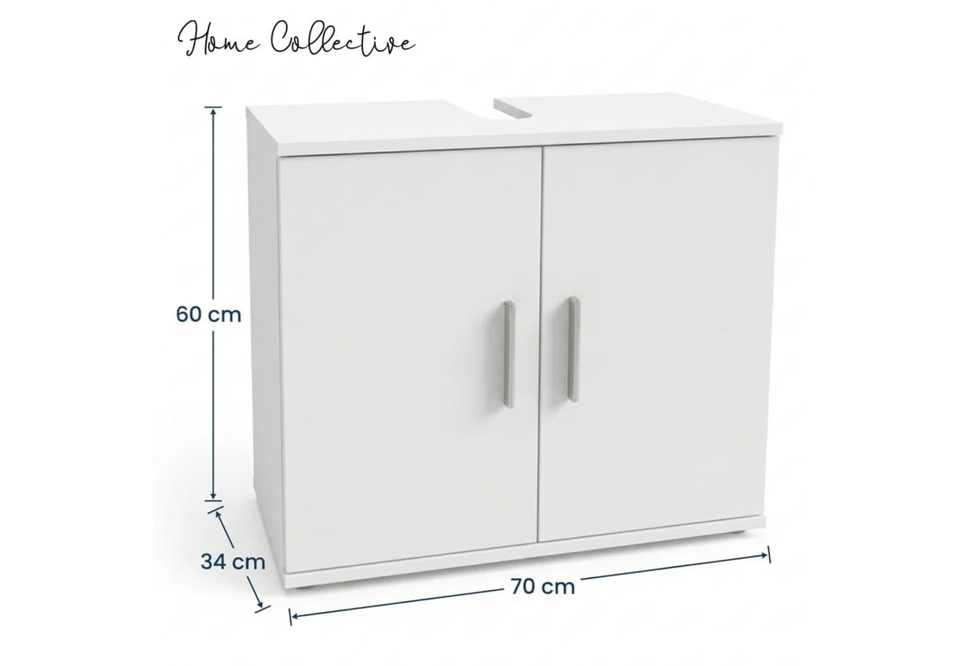 Home Collective Waschbeckenunterschrank 70cm Weiß mit 2 Türen - Bild 3