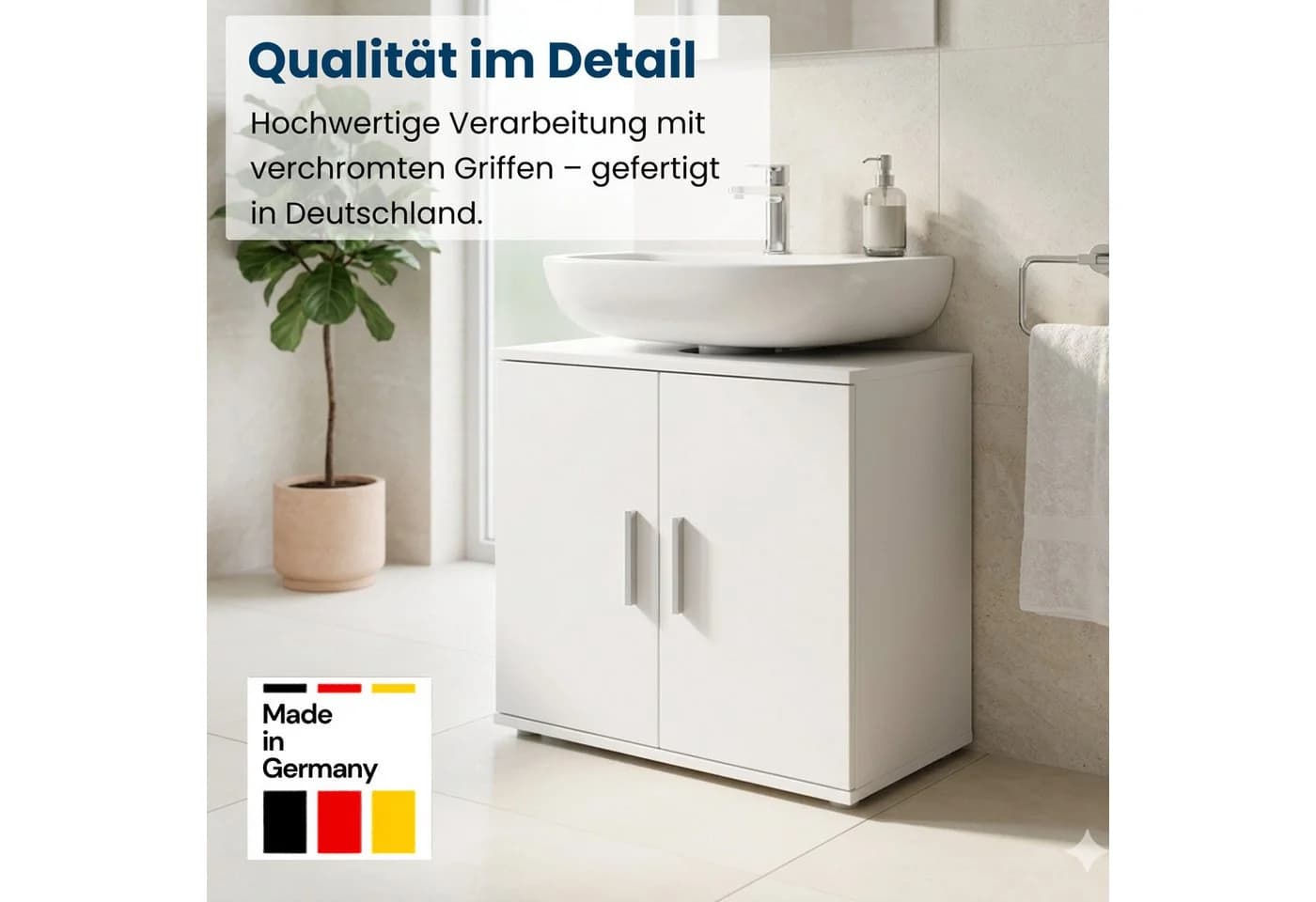 Home Collective Waschbeckenunterschrank 70cm Weiß mit 2 Türen - Bild 4
