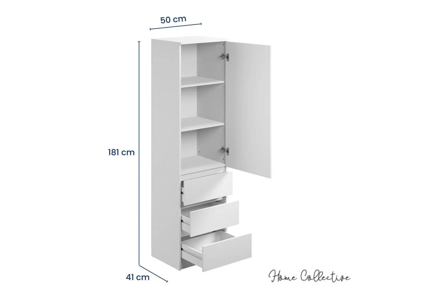 Home Collective Hochschrank Weiß mit Schubladen