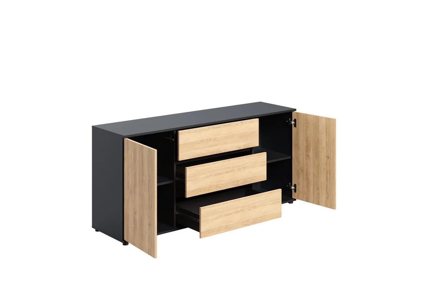 Home Collective Kommode Sideboard 150x40x70 cm Anthrazit Artisan-Eiche - Bild 4