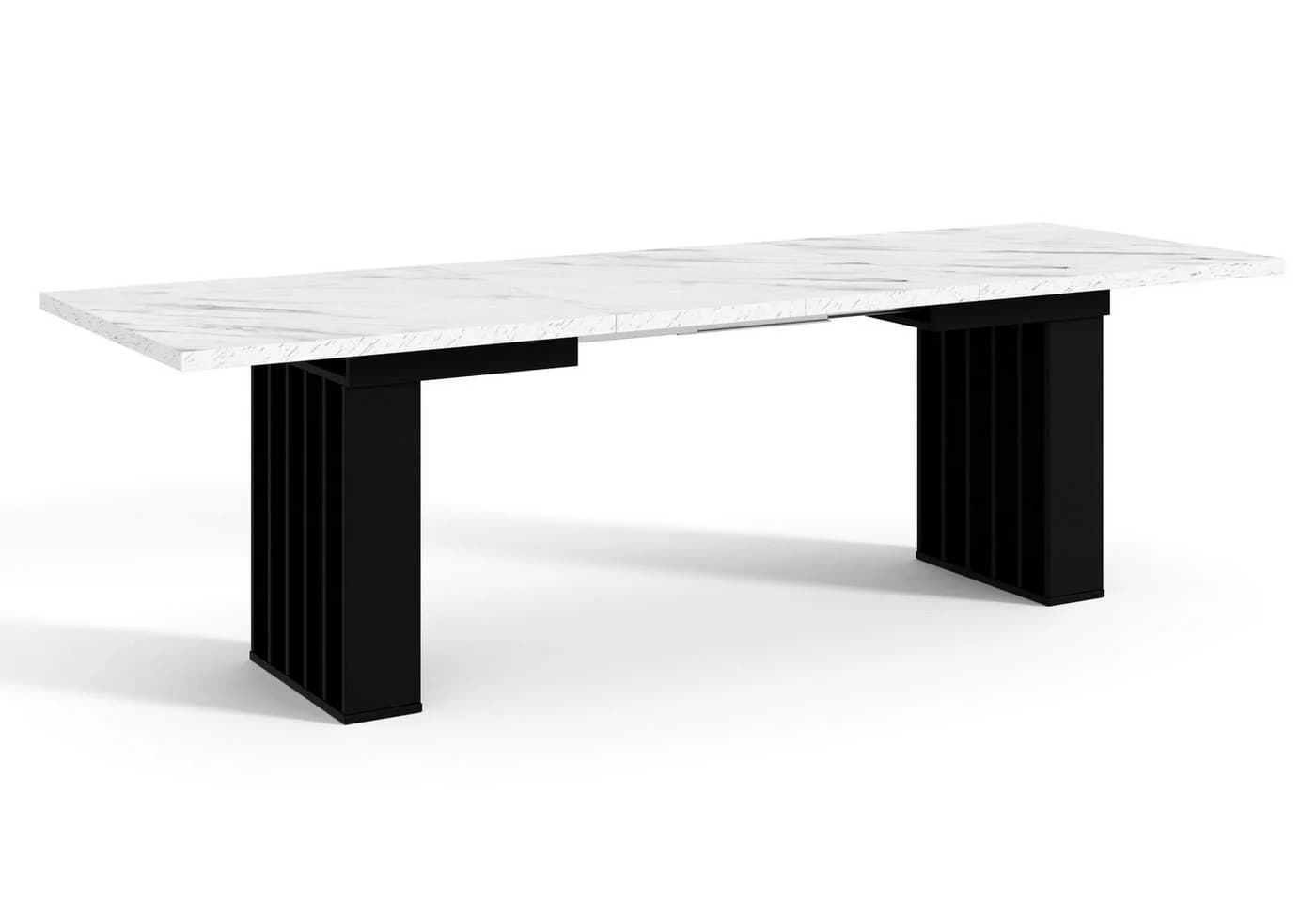 Home Collective Ausziehbarer Esstisch Weiß Marmor-Optik Schwarz