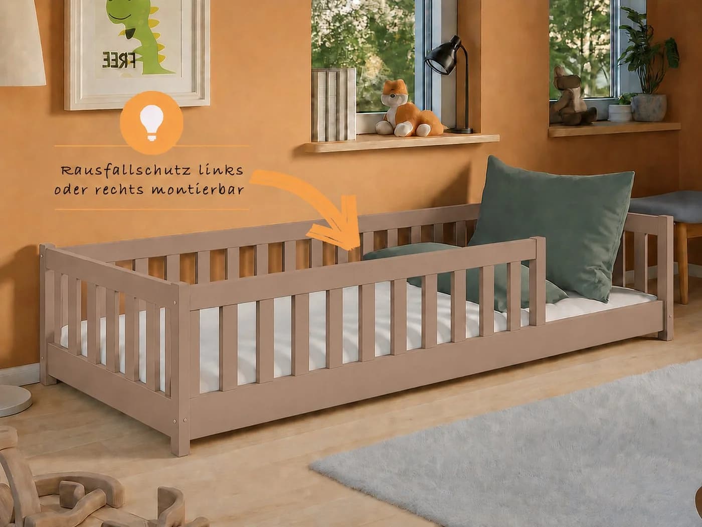 Kids Collective Kinderbett Bodenbett mit Rausfallschutz & Lattenrost - Bild 4