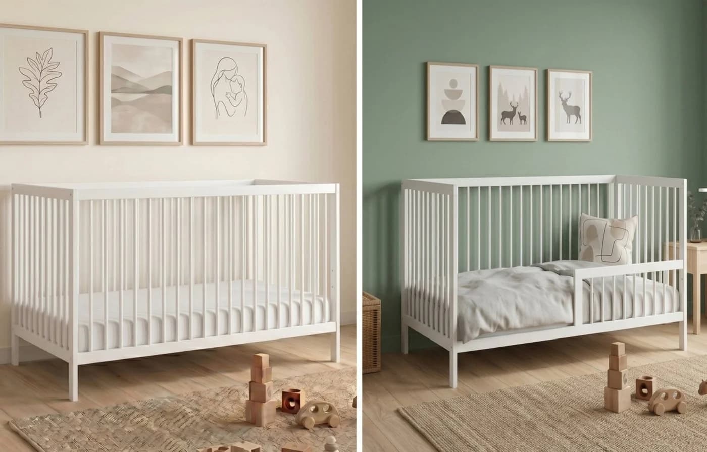 Kids Collective Babybett mit Rausfallschutz Weiß Buchenholz - Bild 2