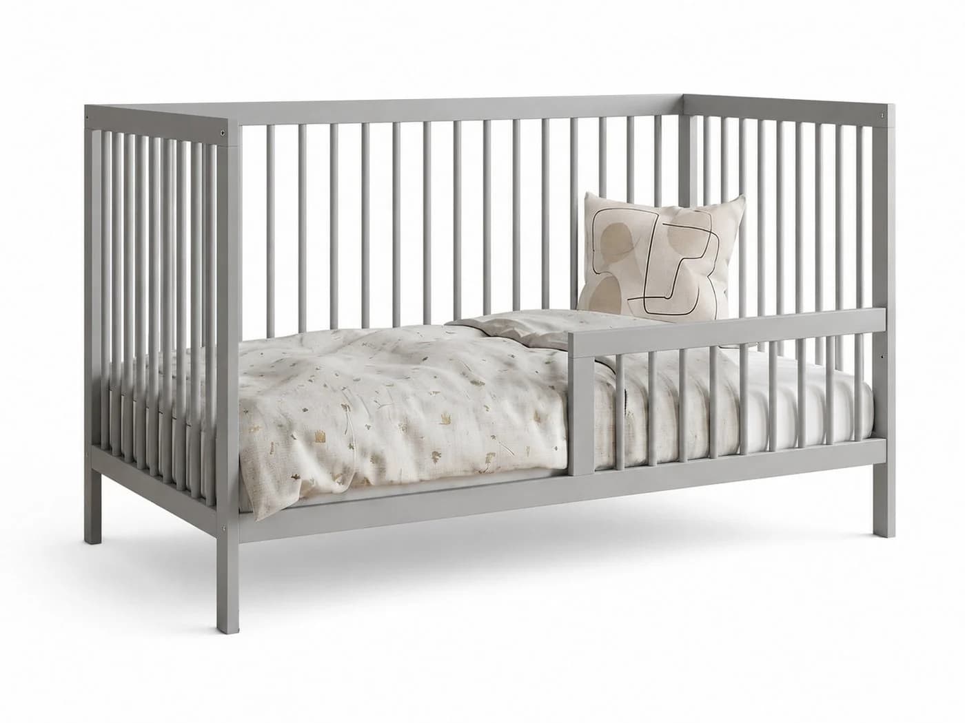 Kids Collective Kinderbett Buchenholz Grau mit Rausfallschutz