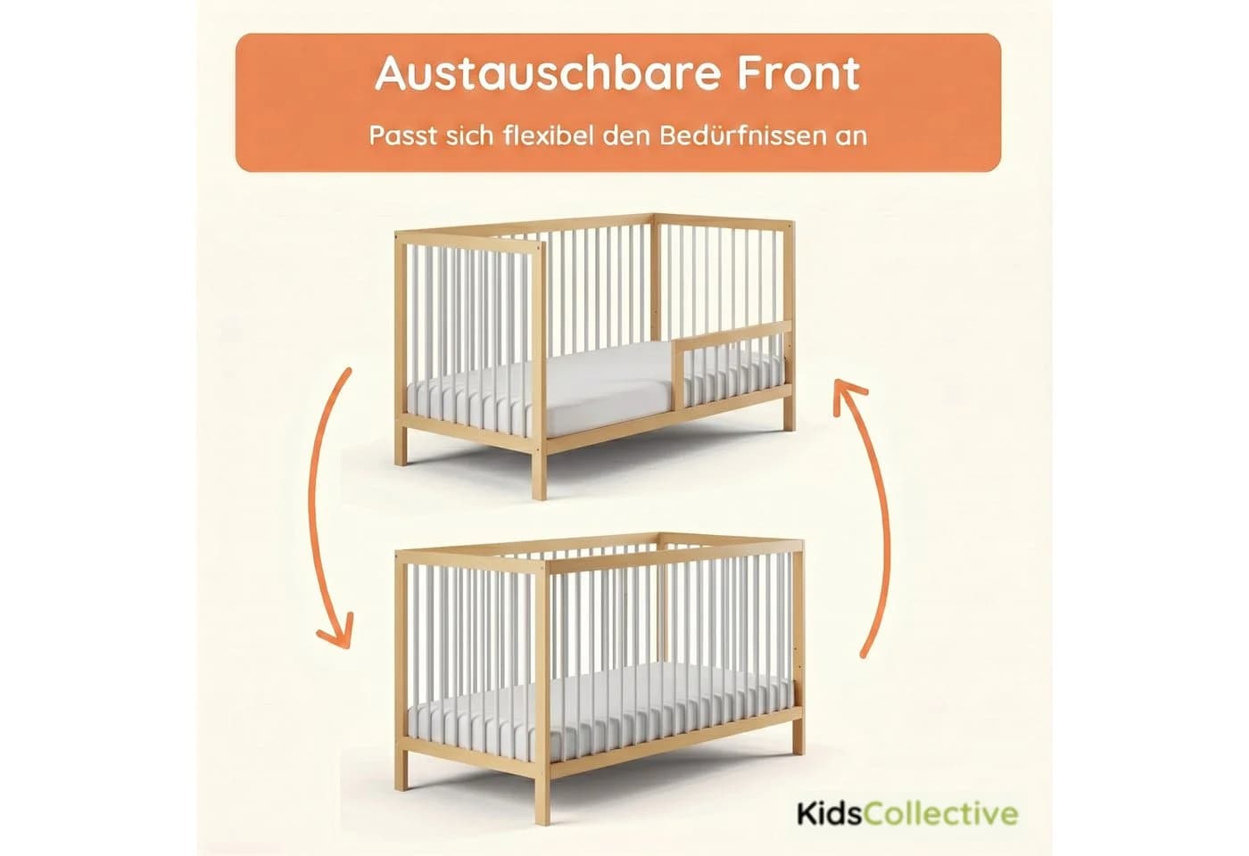 Kids Collective Kinderbett Buchenholz mit Rausfallschutz Weiß/Natur - Bild 4