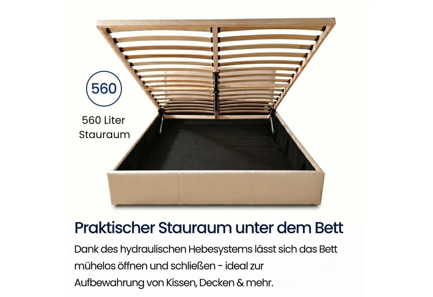 Home Collective Polsterbett mit Bettkasten und Lattenrost Creme - Bild 4