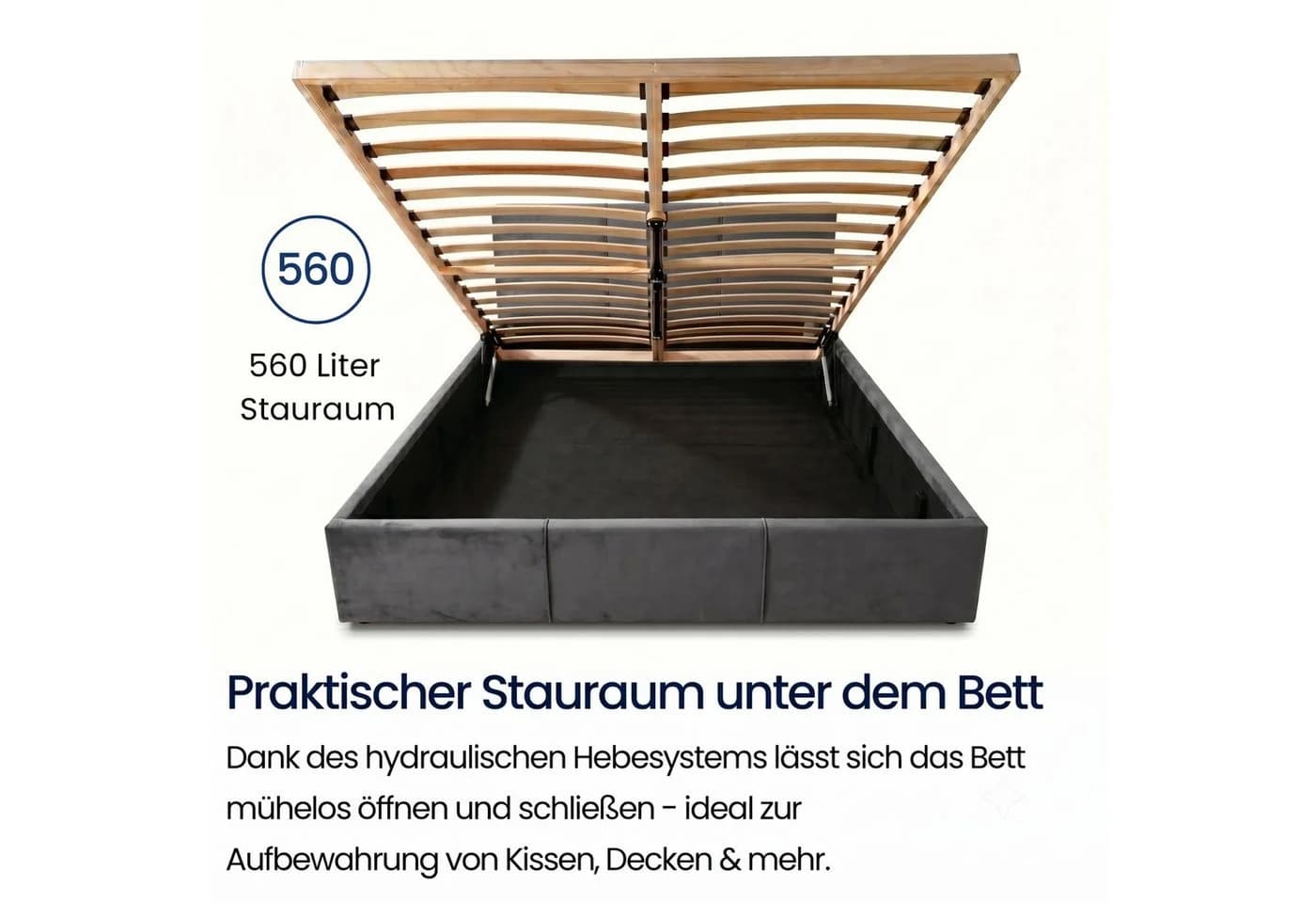 Home Collective Polsterbett mit Bettkasten und Lattenrost Aschgrau - Bild 4
