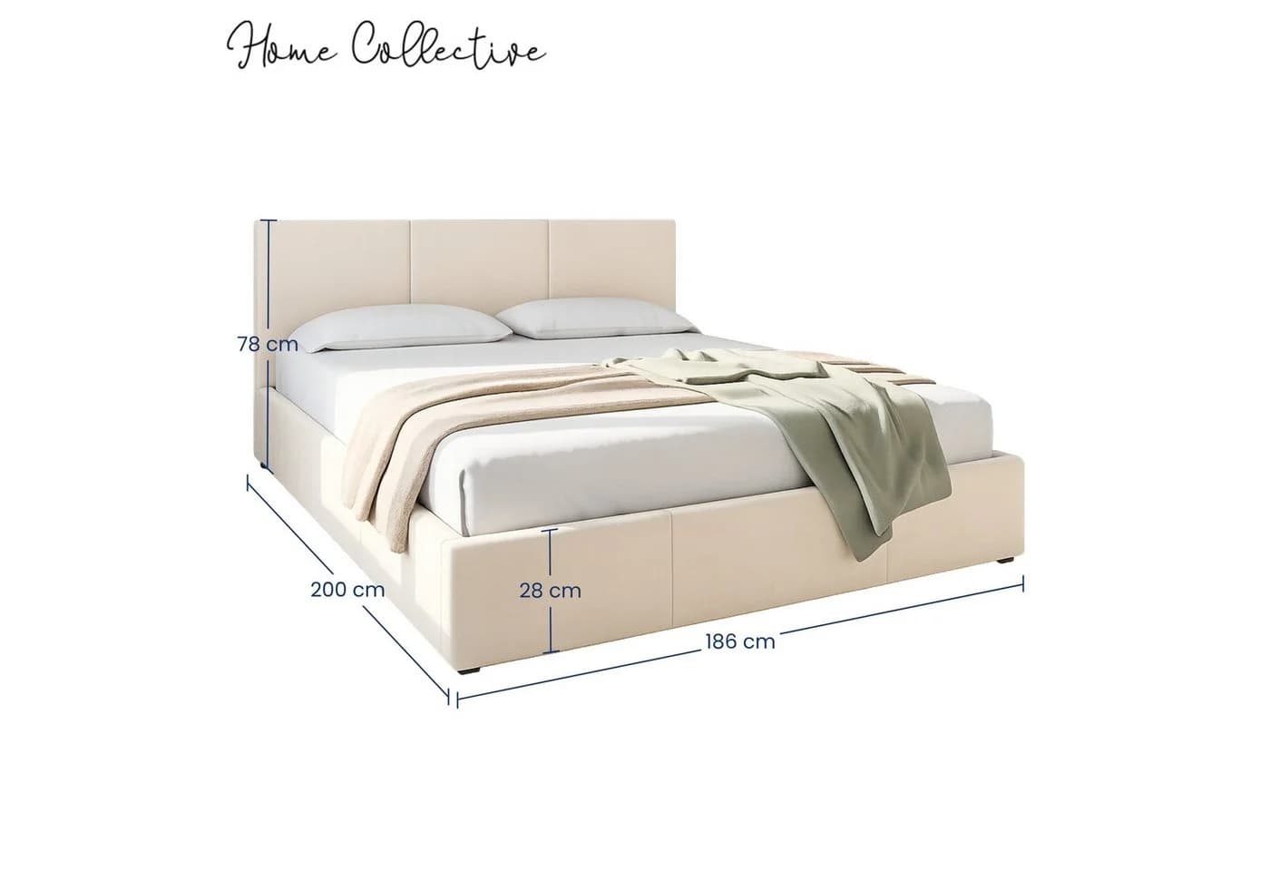 Home Collective Polsterbett mit Bettkasten & Lattenrost Samt Creme - Bild 3