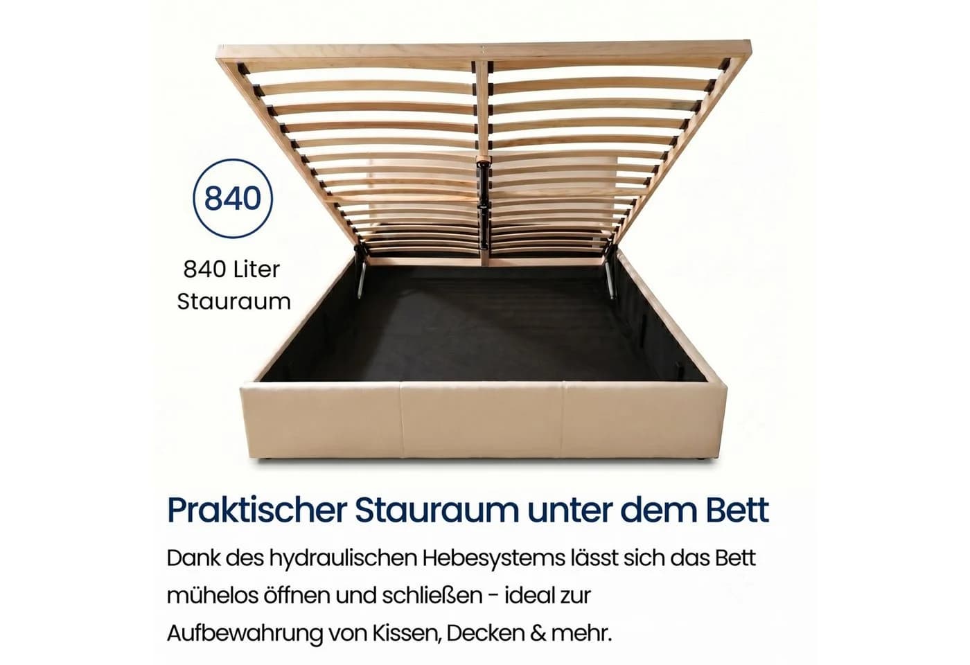 Home Collective Polsterbett mit Bettkasten & Lattenrost Samt Creme - Bild 4