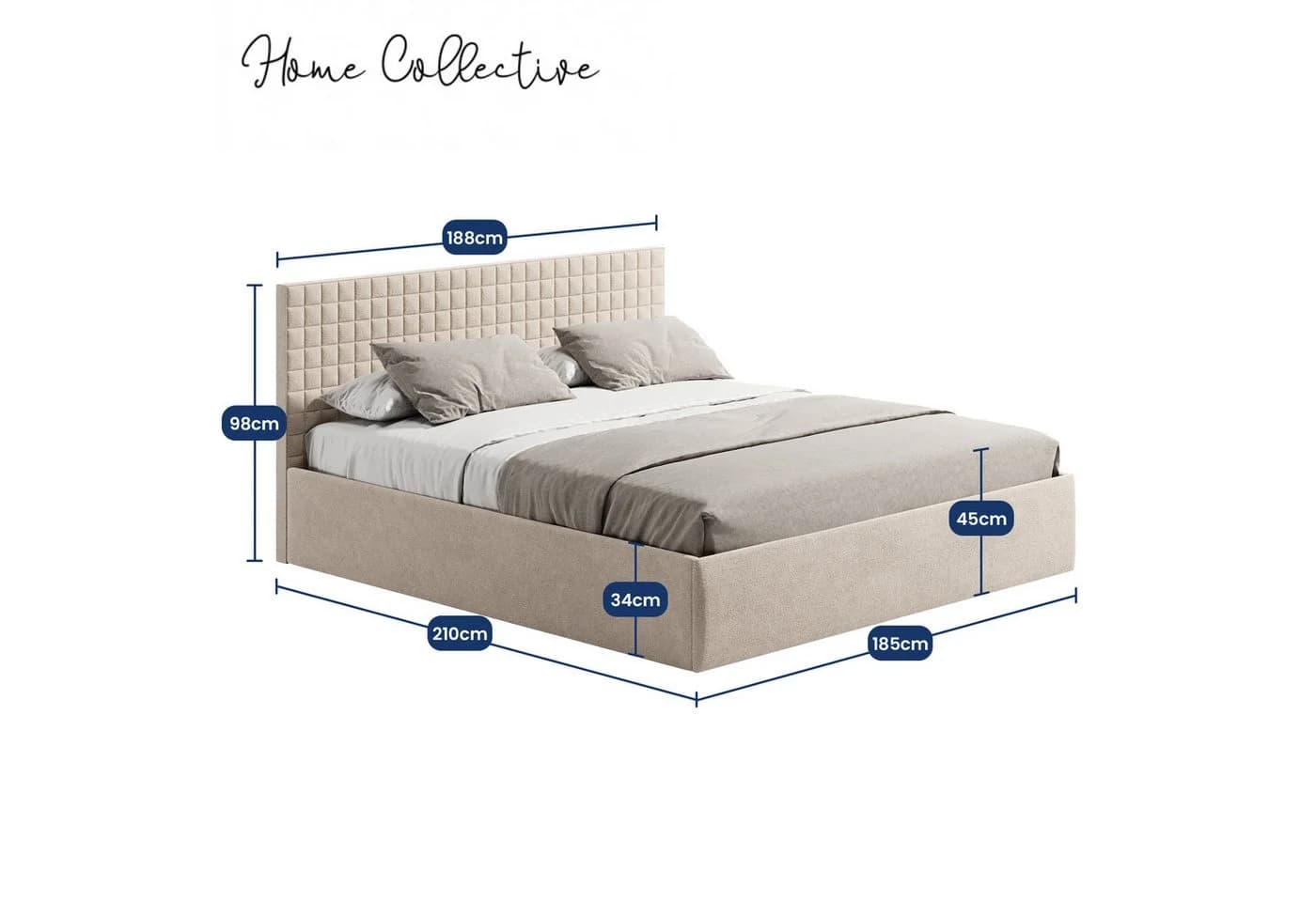 Home Collective Polsterbett mit Bettkasten & verstellbarem Lattenrost Beige - Bild 3