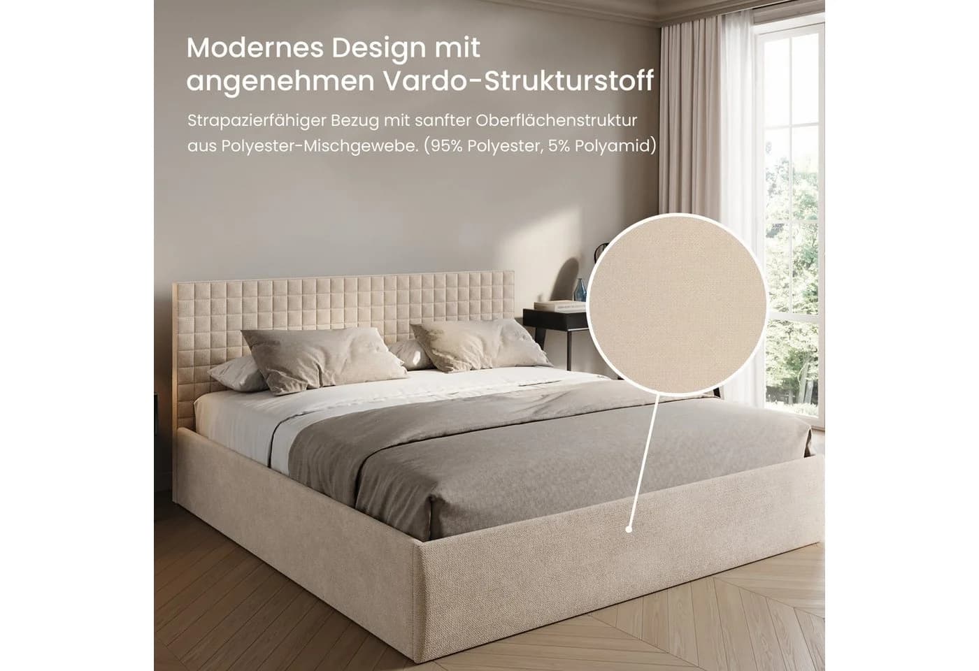 Home Collective Polsterbett mit Bettkasten & verstellbarem Lattenrost Beige - Bild 5