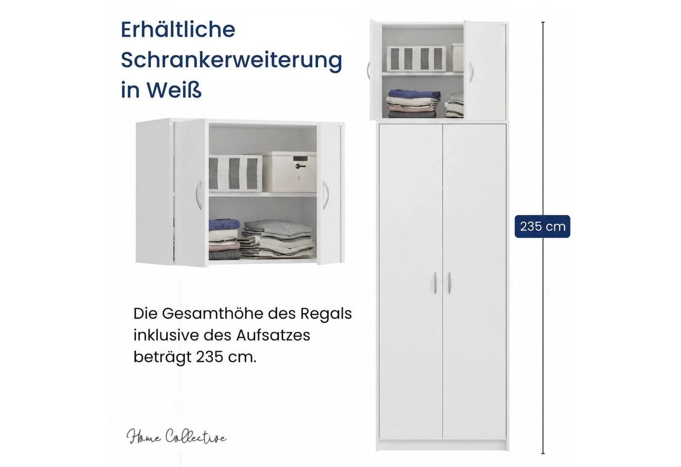 Home Collective Mehrzweckschrank Weiß mit Aufsatzregal - Bild 3