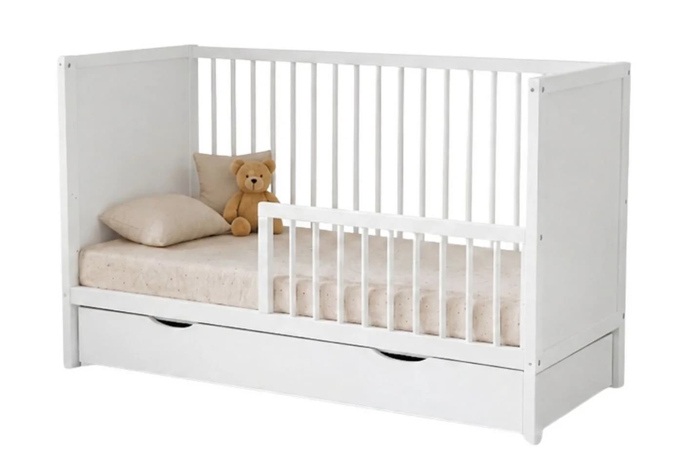 Kids Collective Babybett Gitterbett Weiß Massivholz Modular Höhenverstellbar