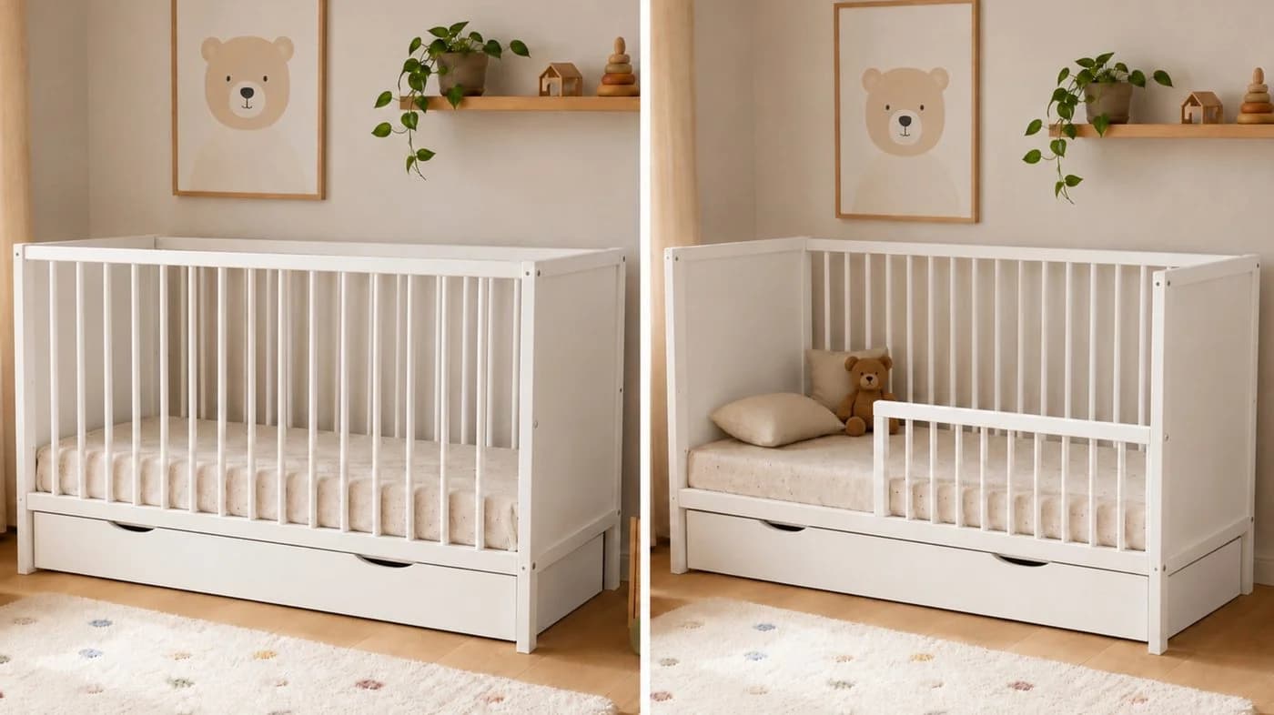 Kids Collective Babybett Gitterbett Weiß Massivholz Modular Höhenverstellbar - Bild 2