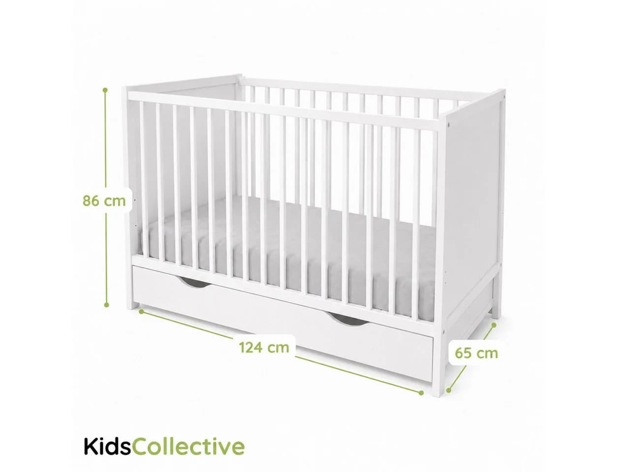 Kids Collective Babybett Gitterbett Weiß Massivholz Modular Höhenverstellbar - Bild 3