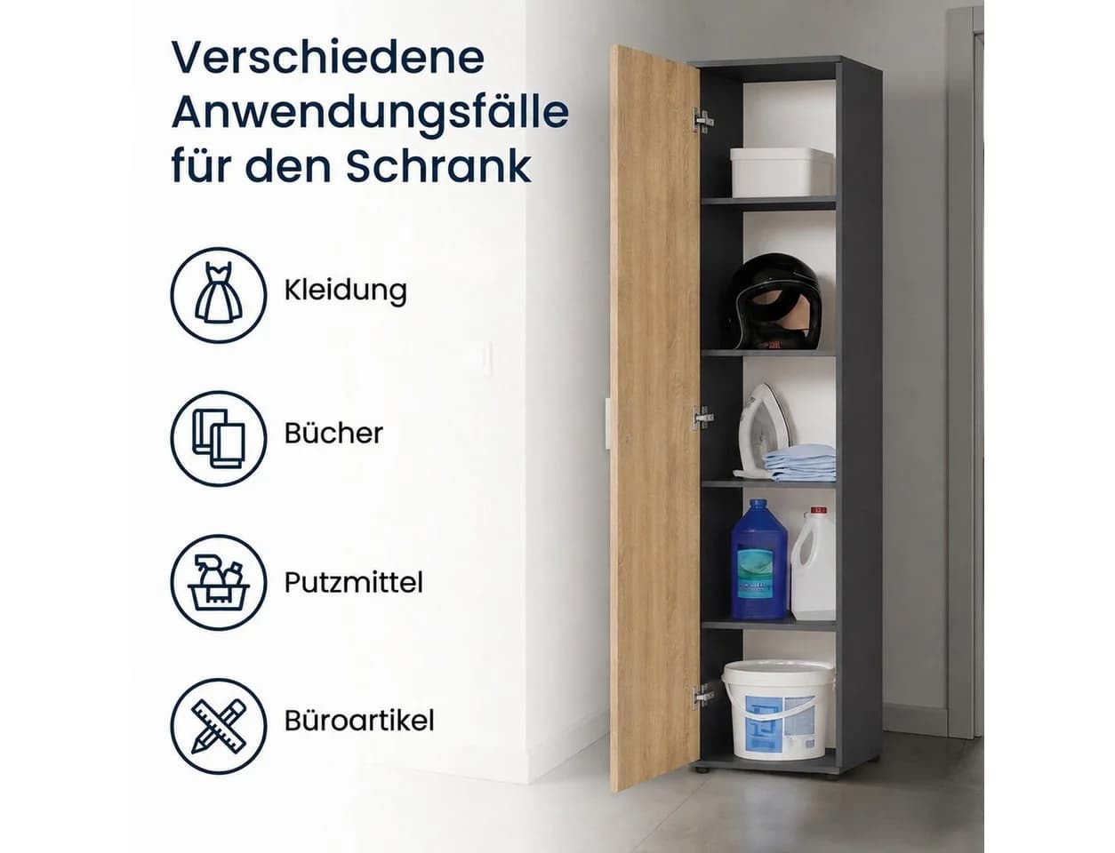 Home Collective Mehrzweckschrank Anthrazit 40x35x184 cm - Bild 4