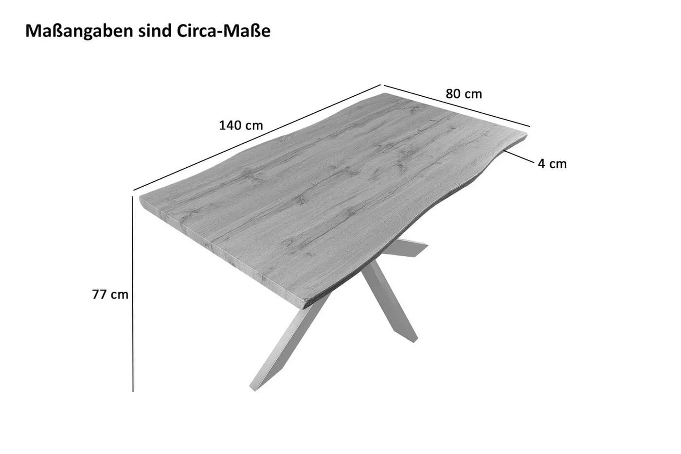 SAM Esstisch TorbenS Wildeiche-Optik Schwarzes Spider-Metallgestell
