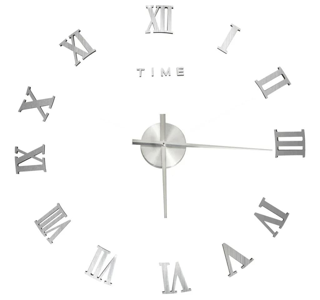 furnicato 3D-Wanduhr Modernes Design Silbern 100 cm XXL - Bild 2