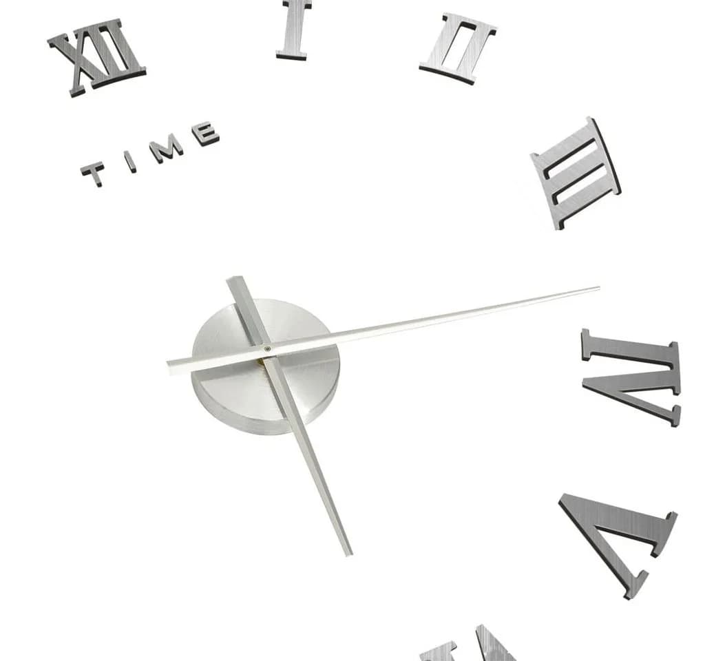 furnicato 3D-Wanduhr Modernes Design Silbern 100 cm XXL - Bild 4