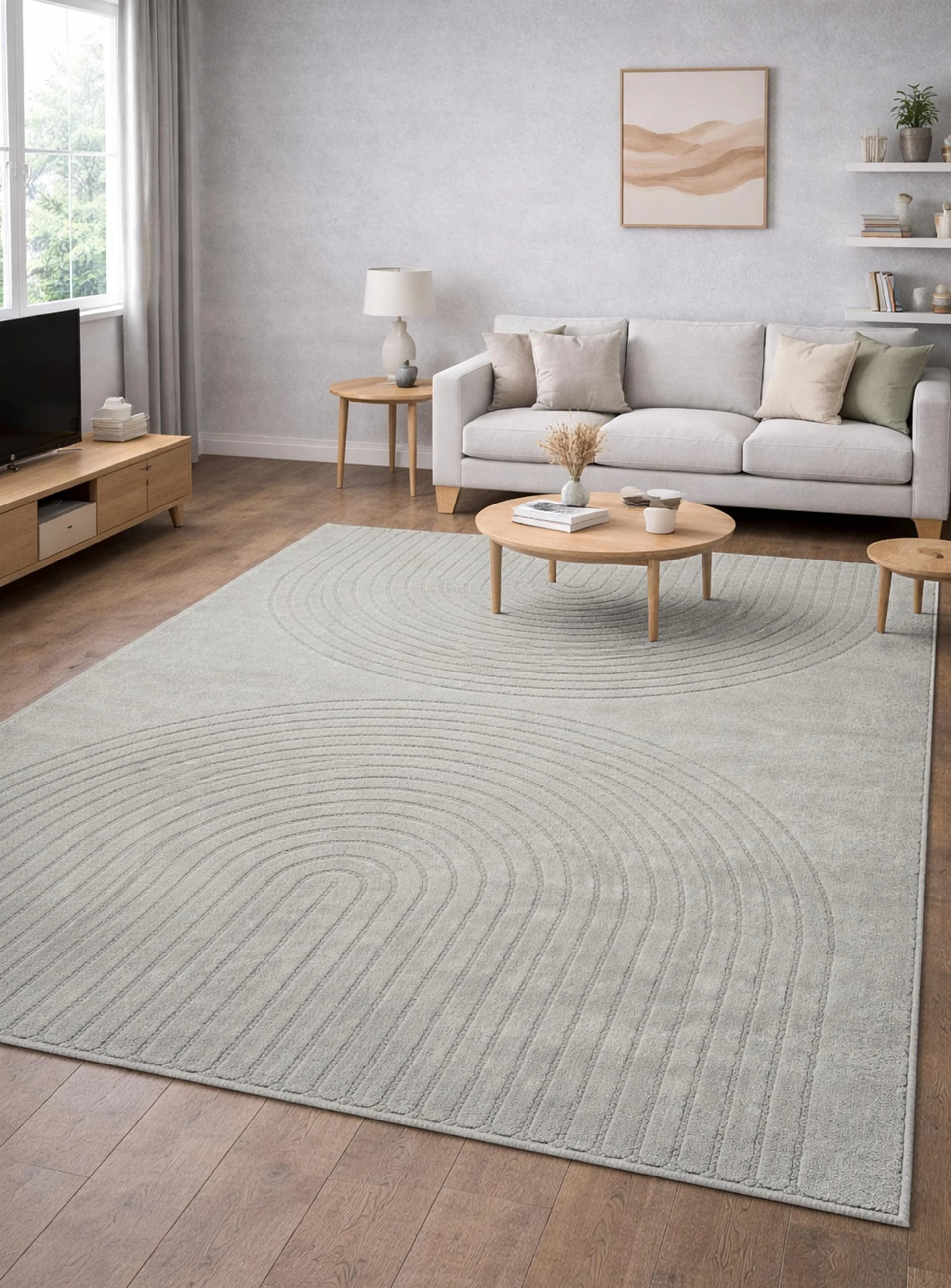 MERINOS Eclipse Teppich Grau Geometrisches Design