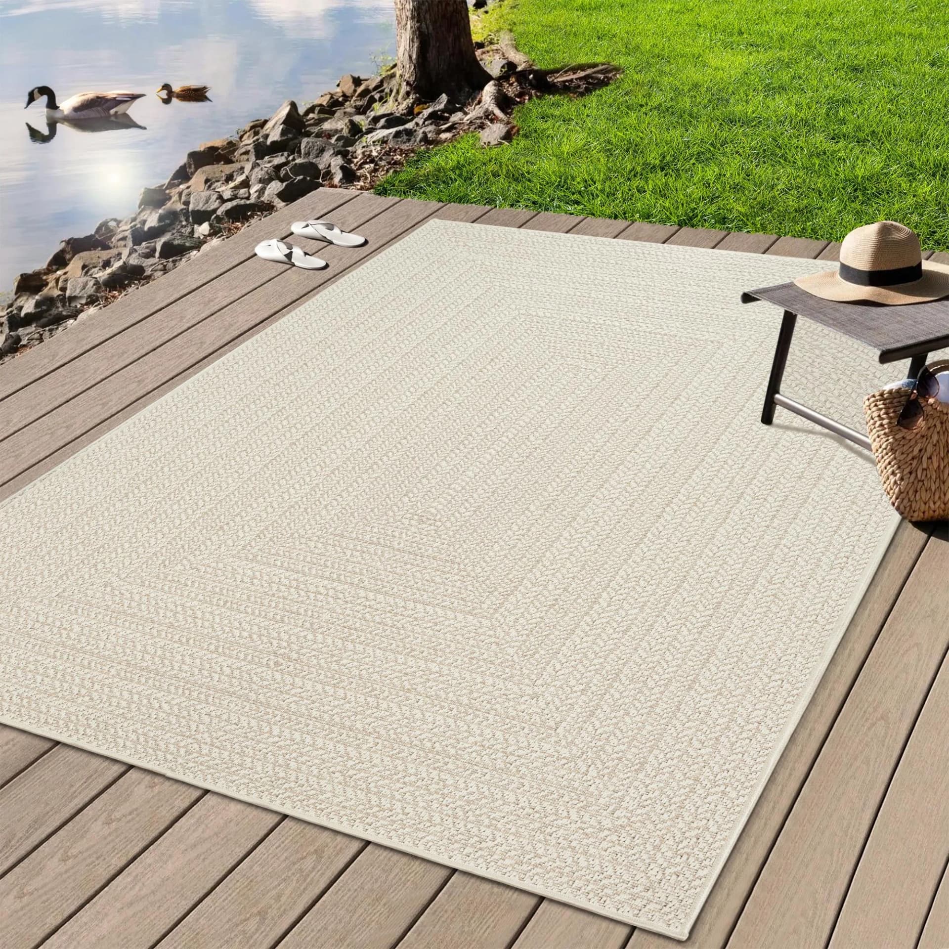 MERINOS Kenzy 1 Teppich Beige Natur Outdoor Jute-Look