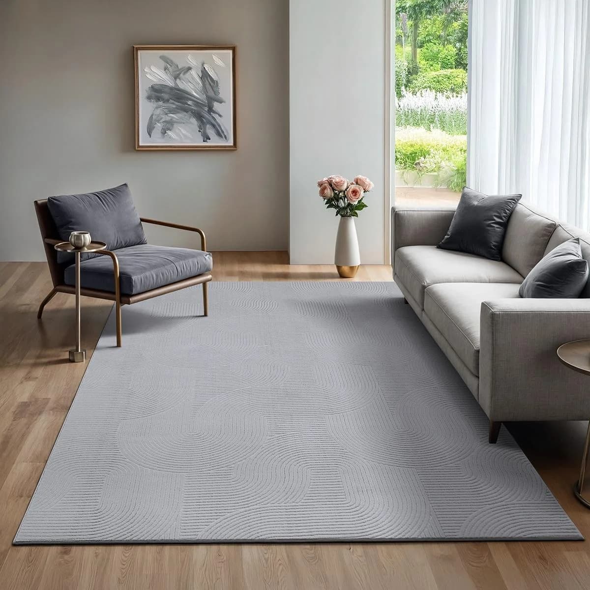 THE CARPET Teppich Rio Grau 3D-Optik Polyester