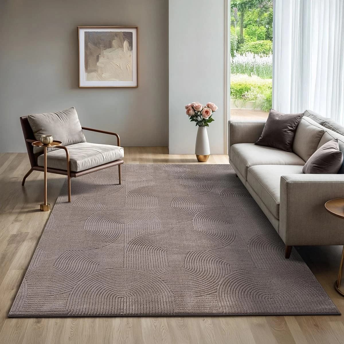 THE CARPET Teppich Rio Beige 3D-Optik Rutschfest